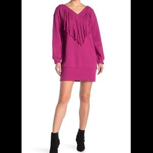 Tov fringe sweater mini dress